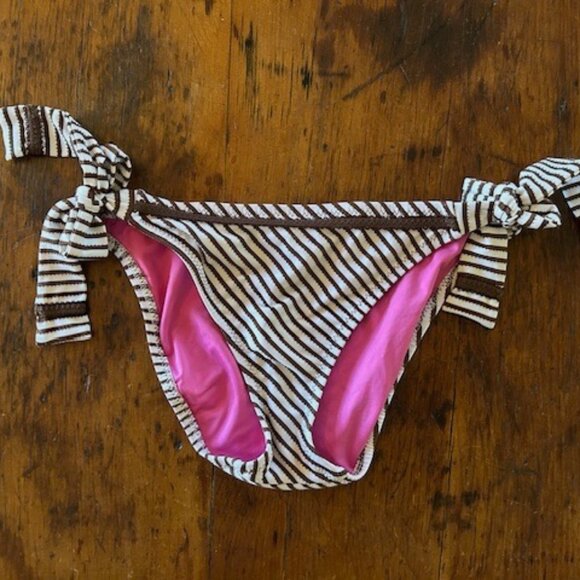 Vintage Betsey Johnson Brown Striped Bikini - Picture 4 of 8